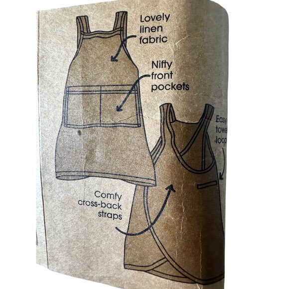 Trader Joes 100% Linen Apron Tan Pinafore Cross-back Over The Head OSFM Cooking - Picture 7 of 10